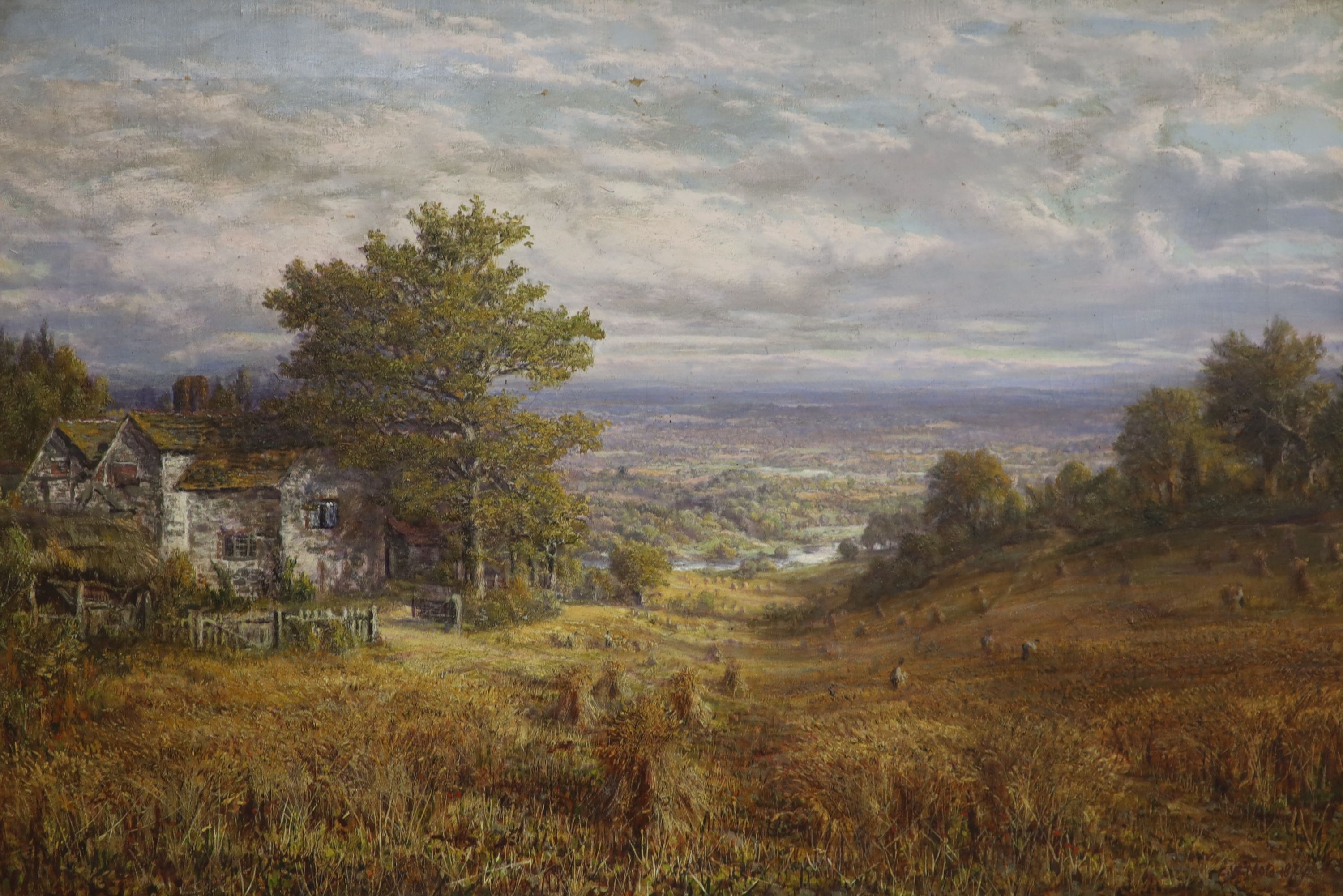 George William Mote (1832-1909), oil on canvas, 'Homestead Surrey', signed and dated 1874, 60 x 90cm